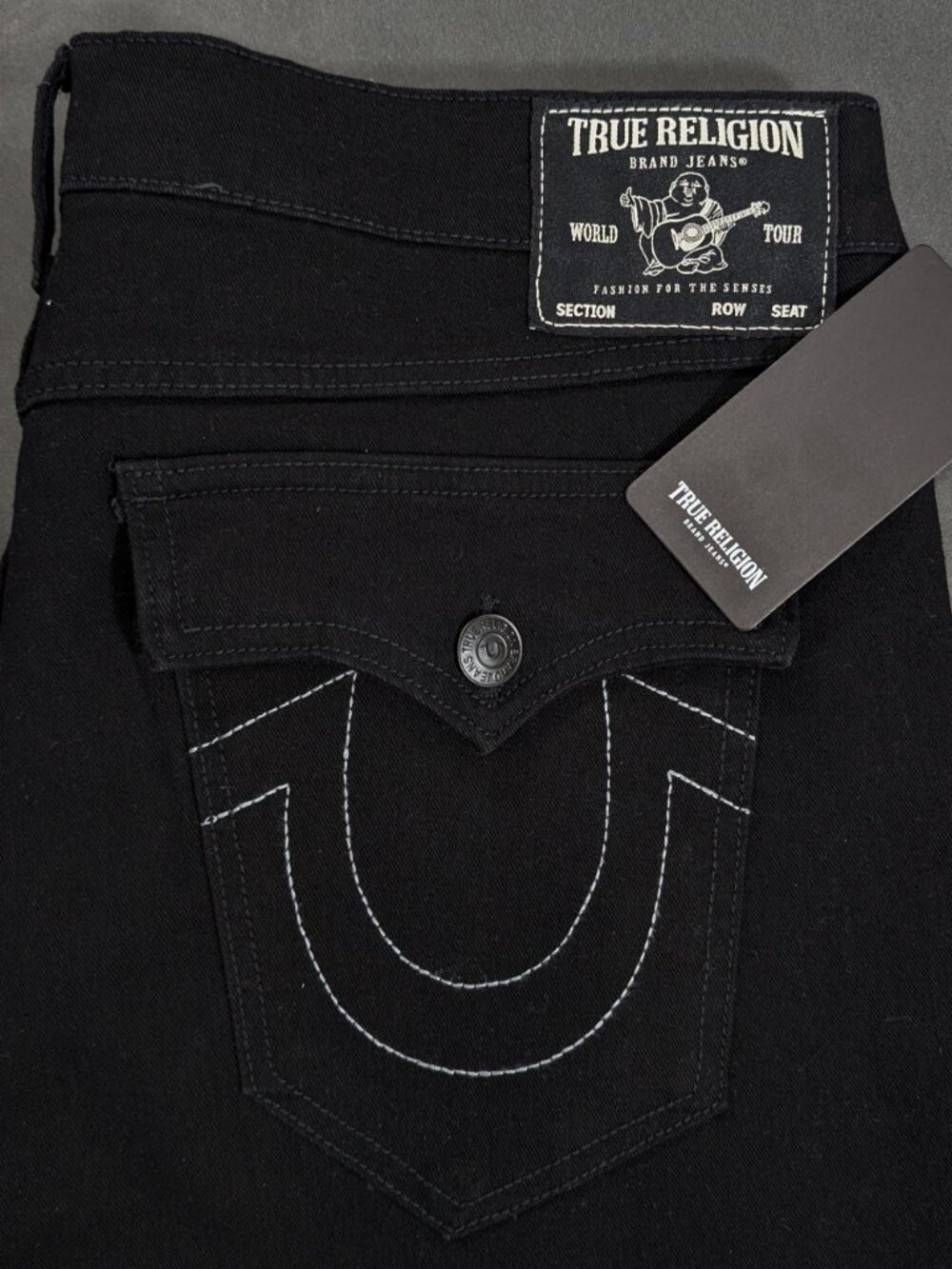 True Religion Ricky Flap Relaxed Straight Jeans Men’s 36x32 2SB Body Rinse Black